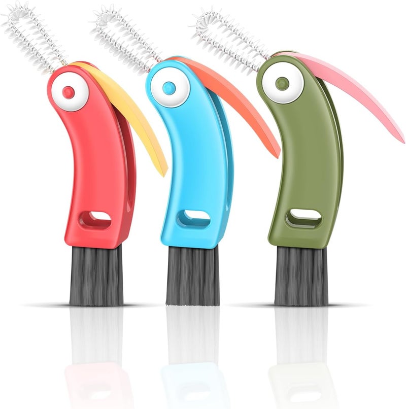 Mocybol 3 in 1 Cup Lid Cleaning Brush 3 PCS - Multifunctional Cleaning Brush Set for Tight Spaces, Bottle Gaps & Travel Mugs | Portable Durable Cup Lid Cleaner Tools (Multicolor) - Image 1